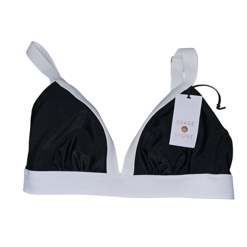 Womens Shade & Shore Two-Tone Black and White Swim Top, Small, NWT!!